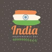 dia da independência da índia com bandeira e folha vetor