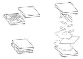 ilustração de contorno de sanduíche com três tipos de sanduíche vetor