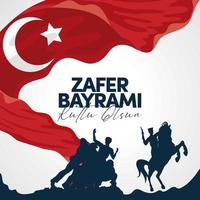 soldados zafer bayrami e cavalo com bandeira vetor