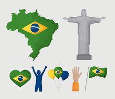 sete ícones do dia da independência do brasil vetor