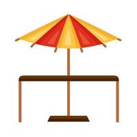 mesa de verão com guarda-chuva vetor