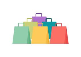 uma coleção de ilustrações de sacolas de compras com cores diferentes vetor