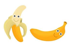 ilustração de banana sorridente fofa em uma bela cor amarela brilhante vetor