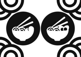 ilustração de macarrão e ovos e macarrão e almôndegas com tema preto e branco vetor