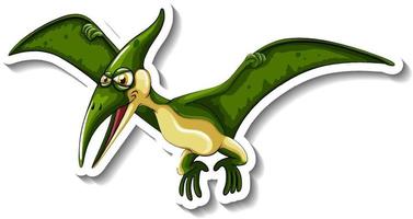 Adesivo de personagem de desenho animado de dinossauro pteranodon vetor