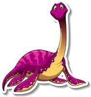 adesivo de personagem de desenho animado de dinossauro elasmosaurus vetor