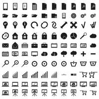Conjunto de 100 ícones da internet, estilo simples vetor