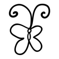 linha fina doodle borboleta, desenho animado feliz bug isolado no fundo branco. vetor