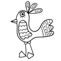 pássaro tropical dos desenhos animados do doodle isolado no fundo branco. vetor