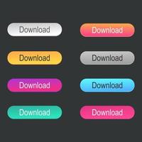 conjunto de design de botão de ícones de download. pacote de botões de download colorido para site, anúncios, interface do usuário e projeto. vetor eps 10