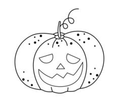 ícone de jack-o-lantern preto e branco do vetor. Halloween assustador personagem de abóbora. outono ilustração de véspera de todos os santos. página para colorir festa samhain para crianças. vetor