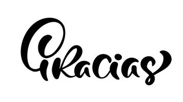 &quot;Gracias&quot; (&quot;Thank you&quot; em espanhol) escritos à mão lettering vetor