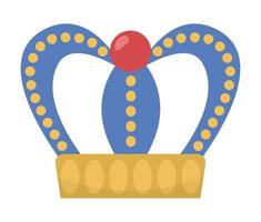 coroa de conto de fadas isolada no fundo branco. acessório de rei ou rainha de fantasia de vetor. símbolo de autoridade soberana. ícone de joias reais de conto de fadas medieval. objeto mágico de desenho animado vetor