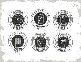 seis emblemas de cervejas vetor