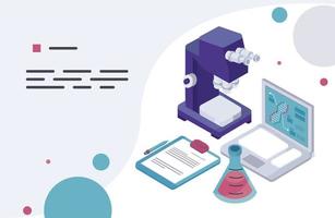 ícones de local de trabalho de laboratório vetor