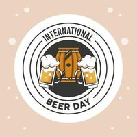 emblema do dia da cerveja com barril vetor