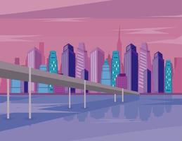edifícios e ponte da metrópole vetor