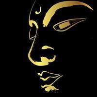 Buda com pincelada dourada isolada em preto vetor