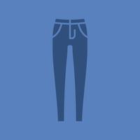 ícone de cor de glifo de jeans skinny feminino. símbolo da silhueta. espaço negativo. ilustração isolada do vetor