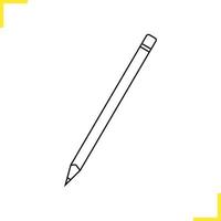 lápis com ilustração linear borracha. ícone de vetor isolado