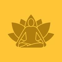 ícone de cor de glifo de posição de ioga. símbolo da silhueta. aula de ioga. espaço negativo. ilustração isolada do vetor