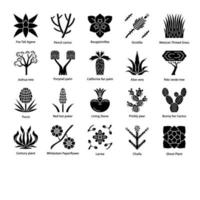 conjunto de ícones de glifo de plantas do deserto vetor