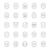 conjunto de ícones lineares de smileys. emoticons. sentimentos, emoções. símbolos de contorno de linha fina. ilustrações isoladas de contorno vetorial vetor