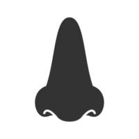 ícone de glifo de nariz. símbolo da silhueta. espaço negativo. ilustração isolada do vetor