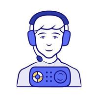 ícone de cor azul de notícias de rádio. transmissão de som. programa de áudio por meio eletrônico. gravação de podcast. estação de rádio FM. ilustração vetorial isolada vetor