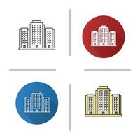 ícone de edifício de vários andares. design plano, estilos lineares e de cores. casa de apartamento. ilustrações vetoriais isoladas vetor