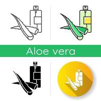 ícone de spray de emergência de aloe vera. produto cosmético em aerossol. essência natural. soro vegetal. líquido medicinal com ervas. estilos de cor preta e rgb linear. ilustrações vetoriais isoladas vetor