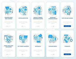 configuração de página de aplicativo móvel de integração de segurança de propriedade azul vetor