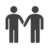 ícone de casal homossexual. símbolo da silhueta de gays. dois homens de mãos dadas. espaço negativo. ilustração isolada do vetor