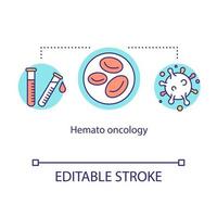 ícone do conceito de oncologia hemato. ilustração de linha fina de ideia de diagnóstico de câncer de sangue. tratamento da leucemia. exame médico. desenho de cor rgb de contorno isolado de vetor. curso editável vetor