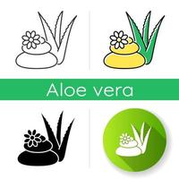 ícone de tratamento de spa. cosmetologia e dermatologia. terapia baseada em plantas orgânicas. relaxamento e bem-estar. skincare profissional vegano. estilos de cor preta e rgb linear. ilustrações vetoriais isoladas vetor