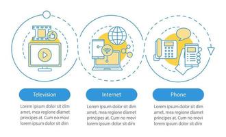 tv, internet, modelo de infográfico de vetor de pacote de telefone