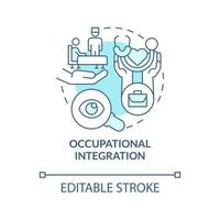 ícone do conceito azul de integração ocupacional vetor