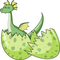 personagem de desenho animado simples de dragão nascido de um ovo isolado vetor