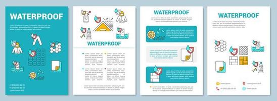 materiais resistentes à água, layout de modelo de brochura de revestimento. folheto, livreto, design de impressão de folheto com ilustrações lineares. layouts de página de vetor para revistas, relatórios anuais, pôsteres de publicidade