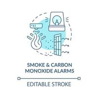 Ícone de conceito azul de alarmes de fumaça e monóxido de carbono vetor