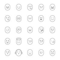 conjunto de ícones lineares de smileys. emoticons. símbolos de contorno de linha fina. sentimentos, emoções. ilustrações isoladas de contorno vetorial vetor