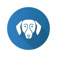 ícone de glifo de sombra longa projeto plano dachshund vetor