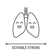 ícone linear de pulmão humano sorridente vetor