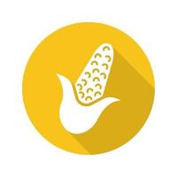 ícone de sombra longa de design plano de milho. milho. símbolo da silhueta do vetor