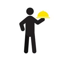 ícone de silhueta de garçom. homem com prato. mordomo. equipe de serviço. ilustração isolada do vetor. refeições vetor