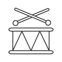 ícone linear de tambor de brinquedo. ilustração de linha fina. símbolo de contorno. desenho de contorno isolado de vetor