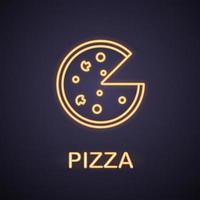 ícone de luz de néon de pizza. pizzaria brilhante sinal. ilustração isolada do vetor
