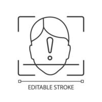 identificação de rosto ícone linear não identificado vetor