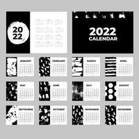 modelo de calendário 2022, calendário de mesa, design de planejador, calendário de parede, semana começa no domingo, design de papelaria, escritório de mesa, escritório de organizador, vetor. ilustração vetorial vetor