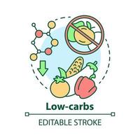 ícone do conceito de baixo teor de carboidratos. ilustração de linha fina de ideia de dieta ceto. refeição saudável. alimento cetogênico. nutrição de carboidratos. Vegetais frescos. desenho de contorno isolado do vetor. curso editável vetor